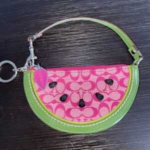 Coach Pink and Green Watermelon Wristlet
